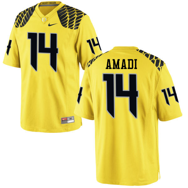 Men #14 Ugo Amadi Oregon Ducks College Football Jerseys-Yellow